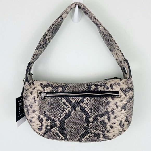 🌺SOLD🌺NWT TMRW Studio x Anthro | Snakeskin Mini Shoulder Hobo Bag Baguette - Picture 3 of 8